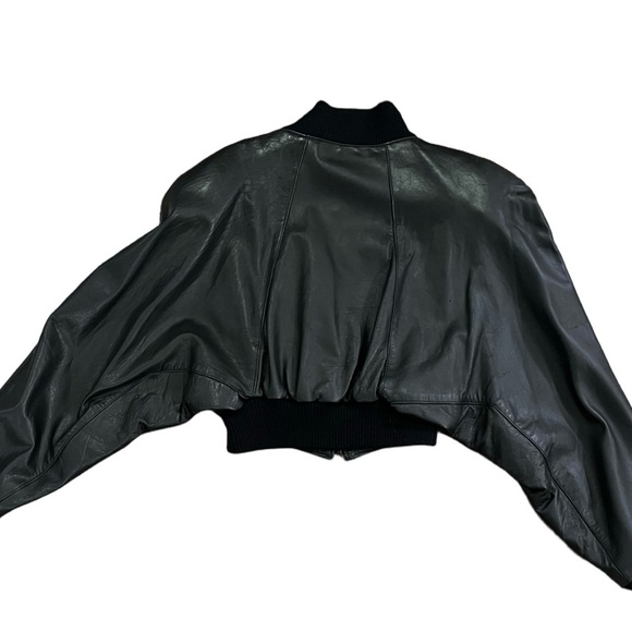 Vintage Michael Hoban North Beach Leather Black Cropped Bomber Jacket size XS - Picture 4 of 14